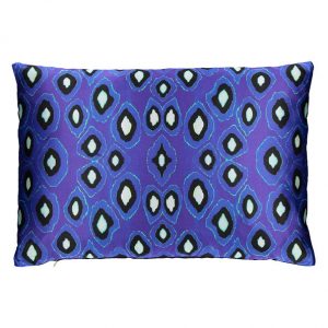 Coco Ikat Cobalt silk rectangular pillow