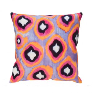 Painted Ikat silk square pillow